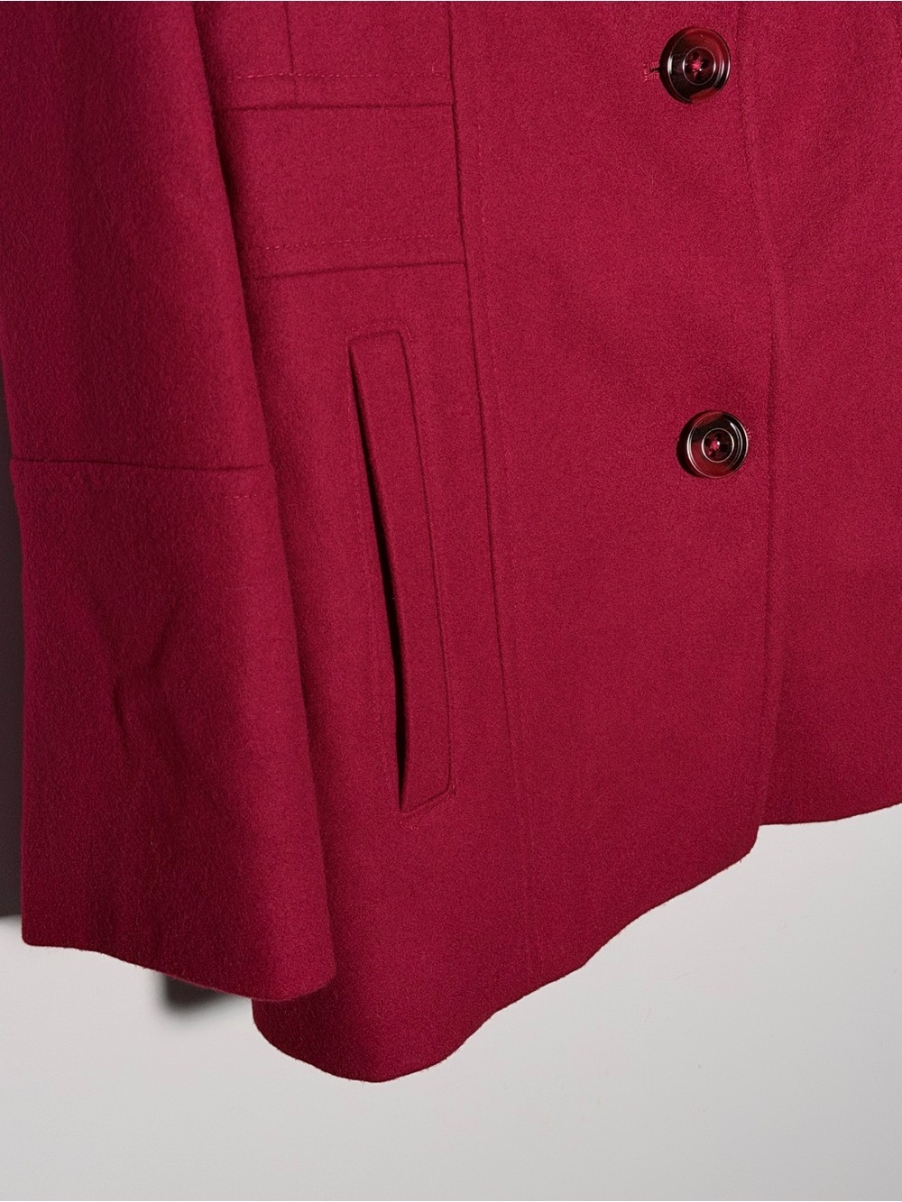 London Fog Women's Cherry Red Wool Peacoat - Picture 4 of 13